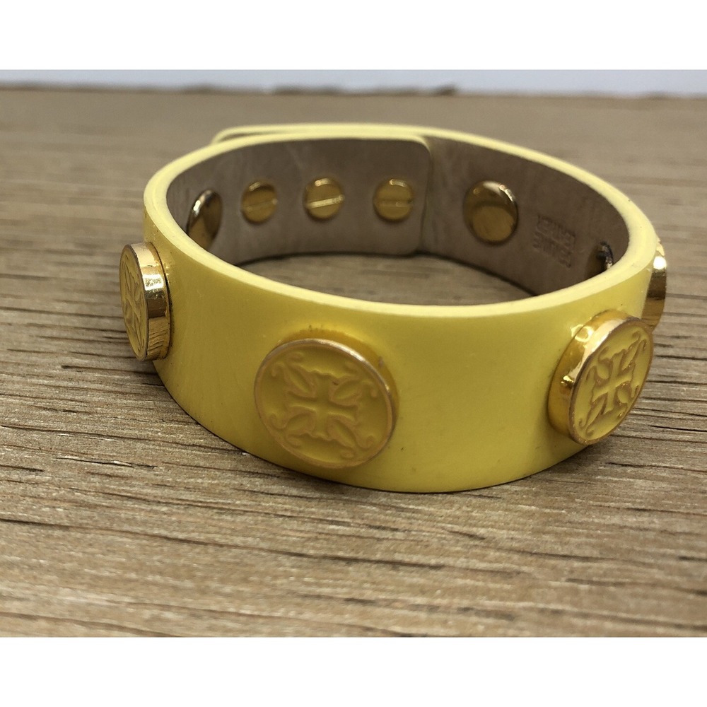 Rustic Cuff Meagen Wide Pastel Yellow/Gold Patent Leather Single Wrap Bracelet